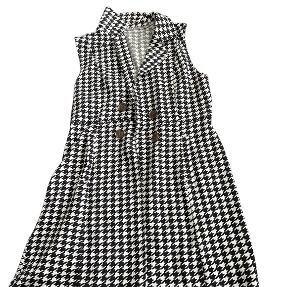 Black and White Houndstooth Long Vest - Picture 2 of 2